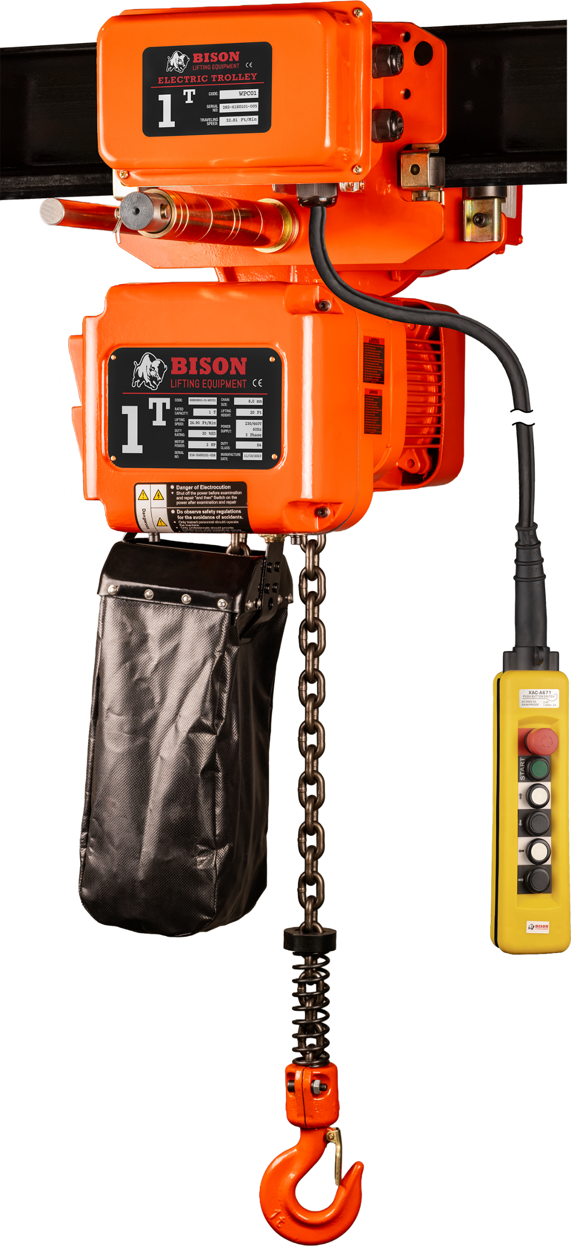 Picture of 1 Ton Three Phase Hoist + Trolley 